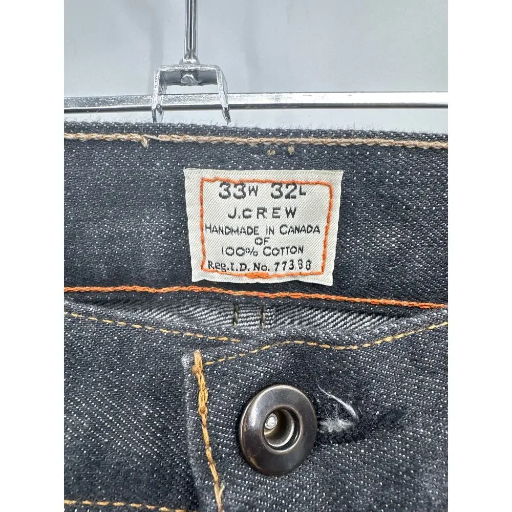 Vintage 100% Cotton J. Crew Black Jeans Made in Canada 33W 32L